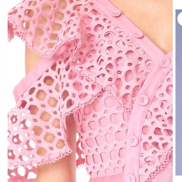 Gorgeous pink crochet lace designer one shoulder mini dress. Very high quality - Picture 16 of 16